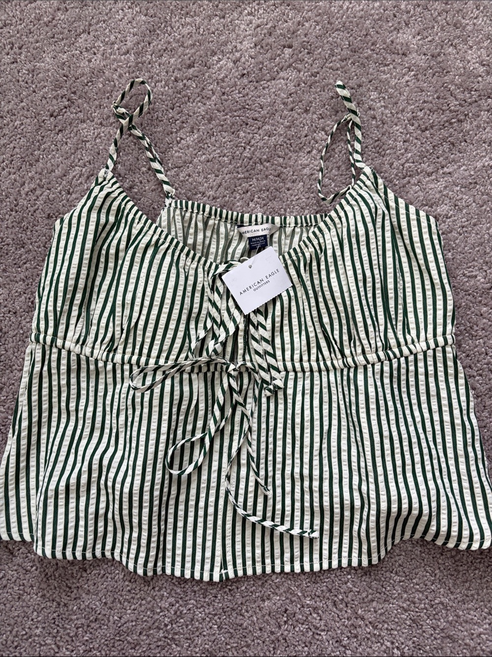 American Eagle Outfitters Green and White Striped Camisole tank top